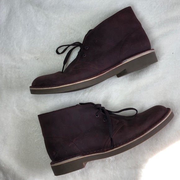 clarks desert boots wine